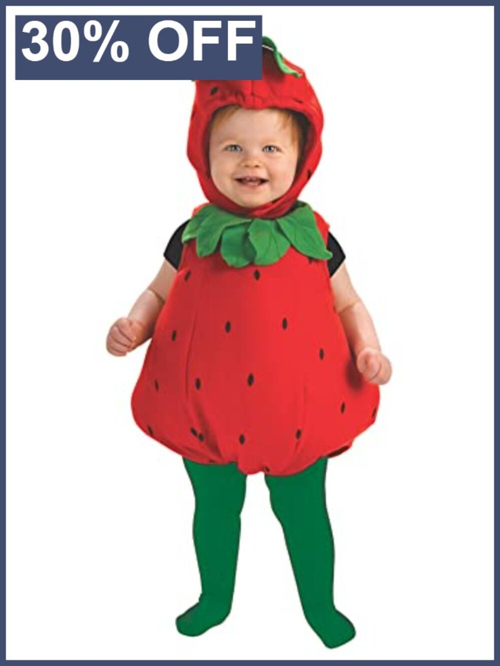 Strawberry Costume Toddler 1-2Y Hook Loop Jumper Headpiece